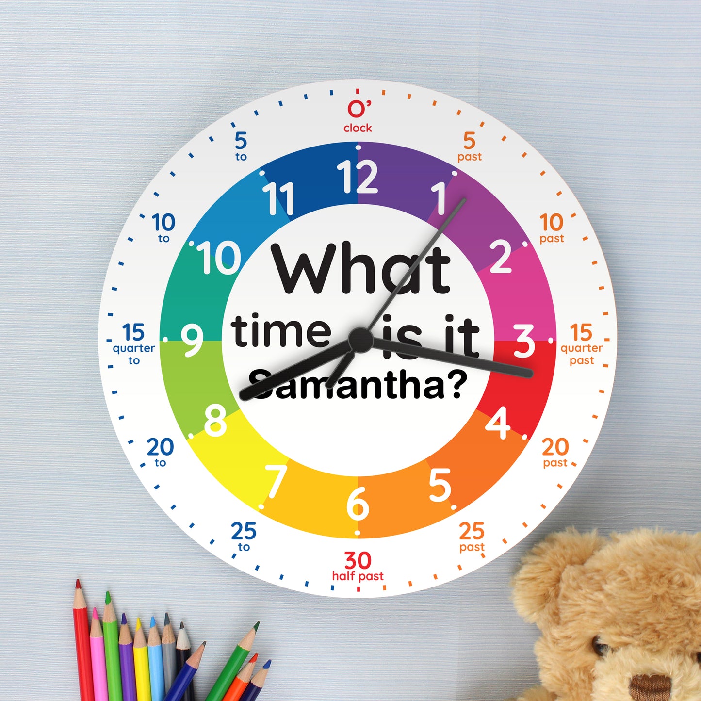 Personalised 'What time is it?' Wooden Wall Clock
