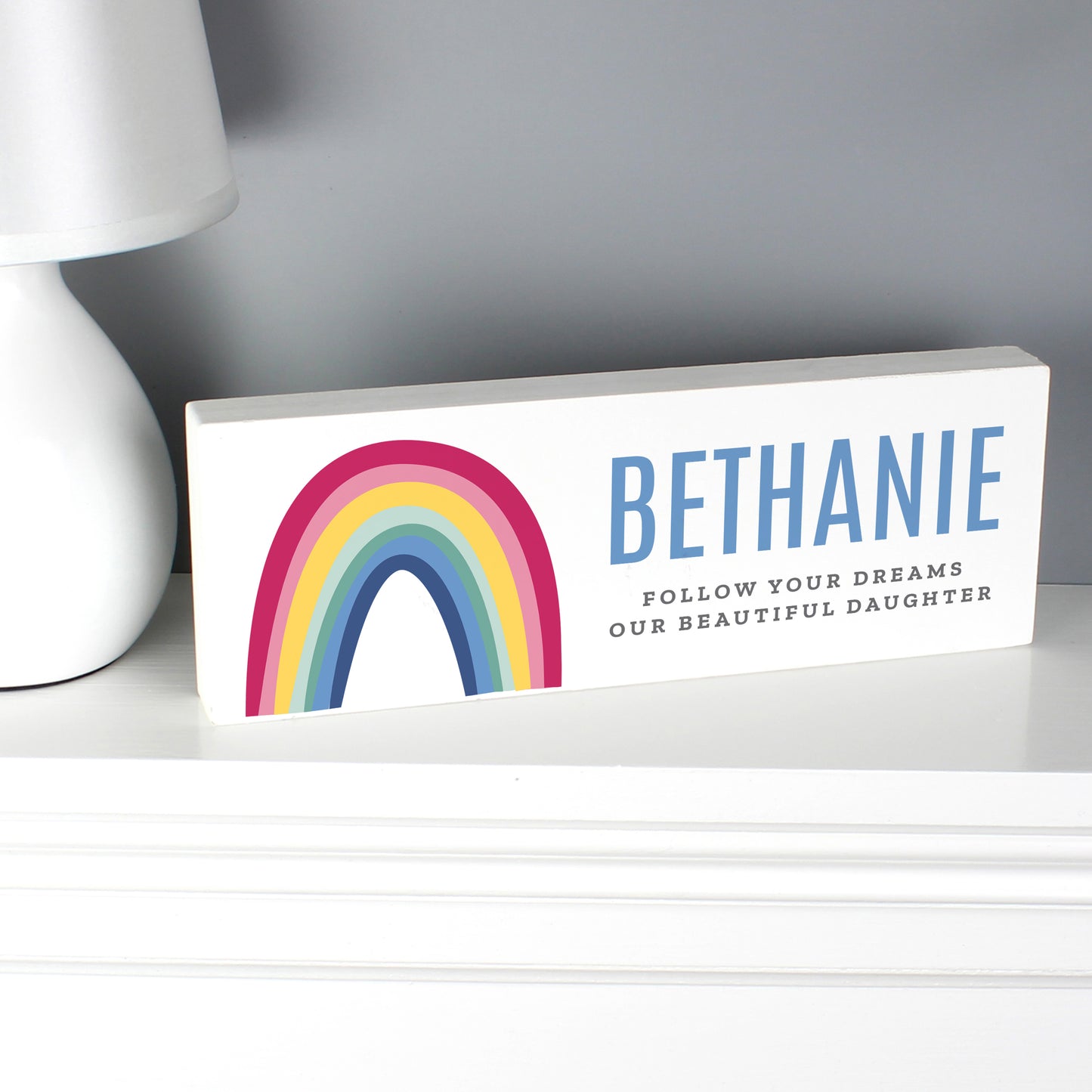 Personalised Rainbow Wooden Block Sign