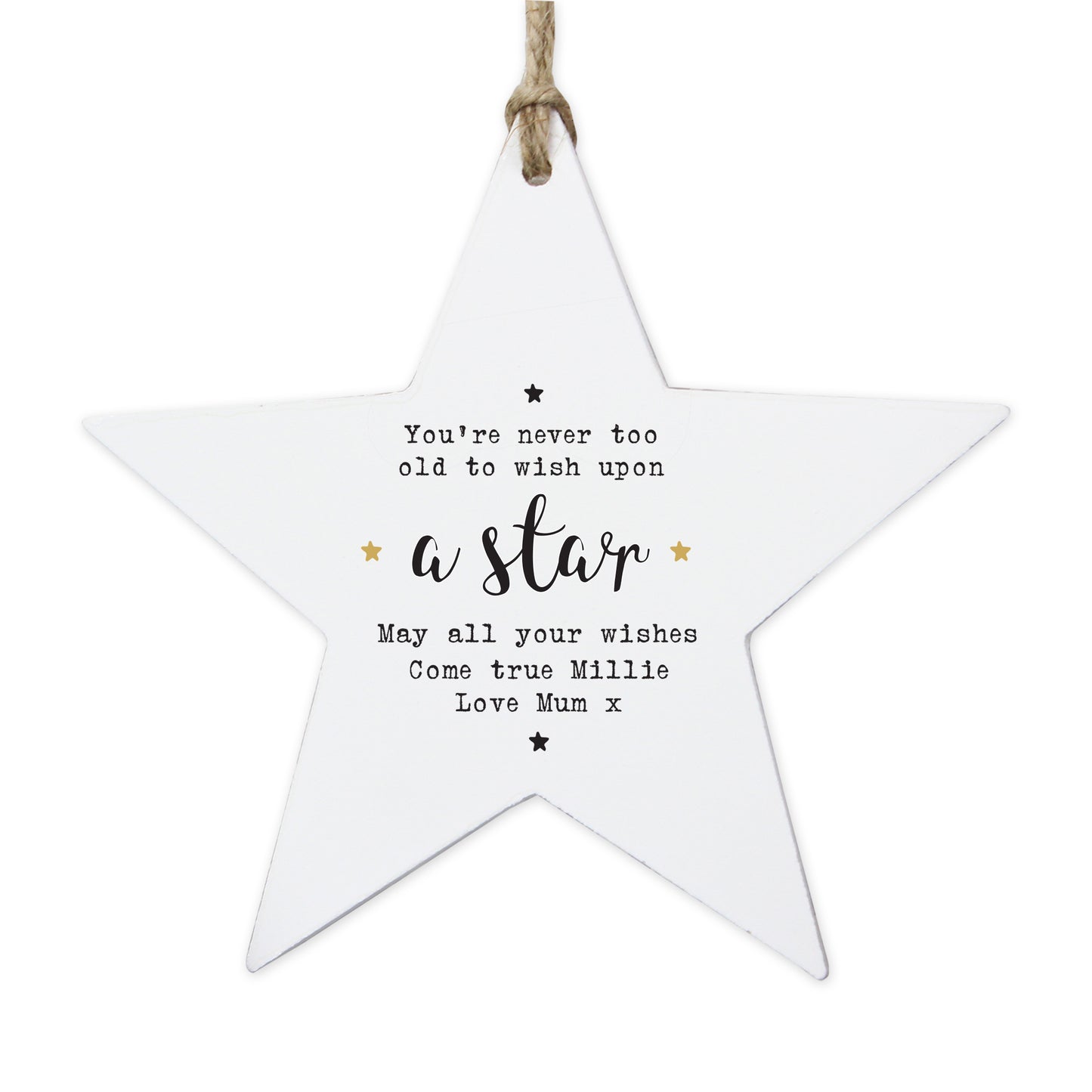 Personalised 'Wish Upon a Star' Wooden Star Decoration