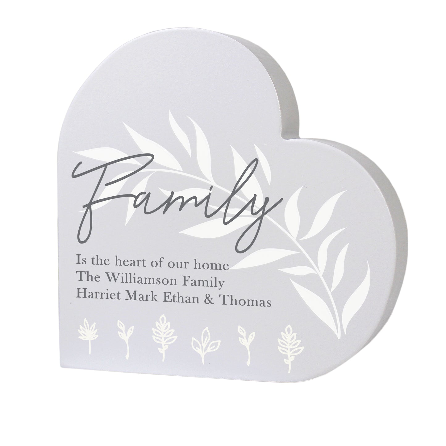 Personalised Leaf Decor Free Standing Wooden Heart Ornament