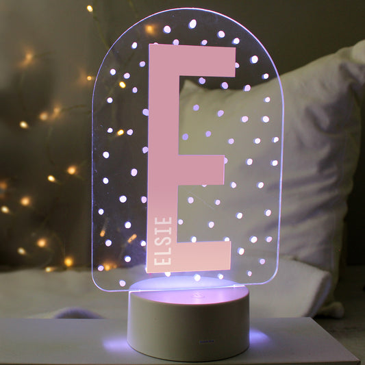 Personalised Pink LED Colour Changing Night Light