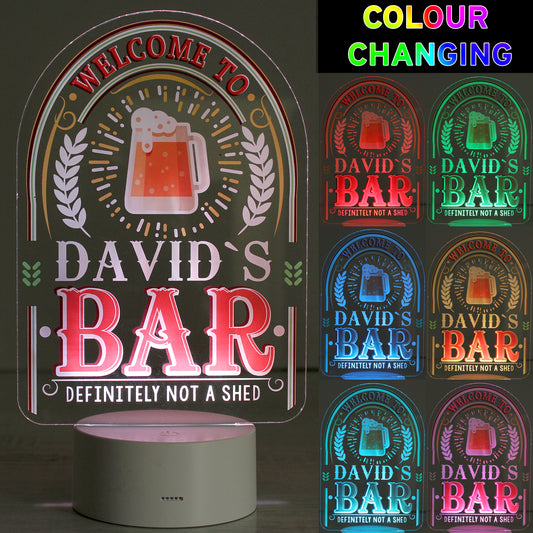 Personalised 'Welcome to ..... Bar' LED Colour Changing Light