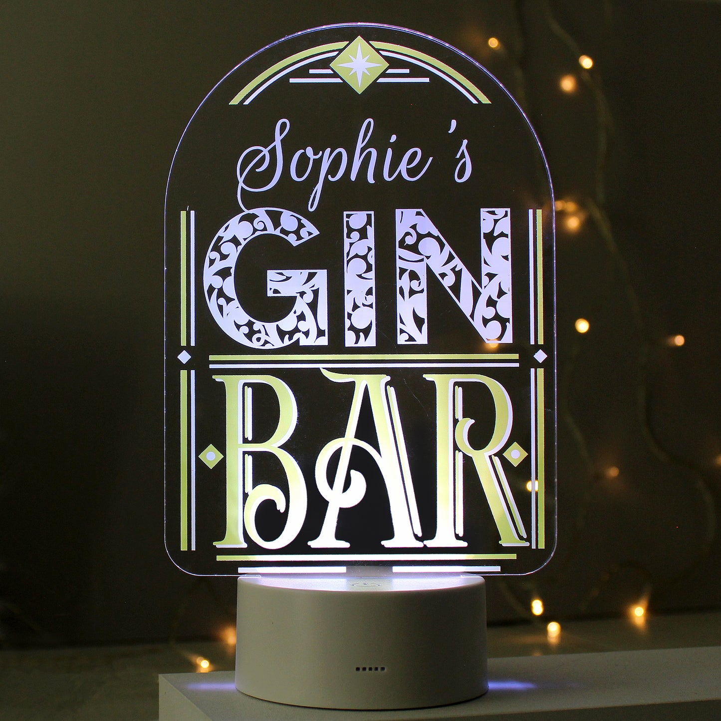 Personalised Gin Bar LED Colour Changing Light