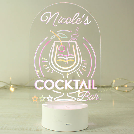 Personalised Cocktail Bar LED Colour Changing Light