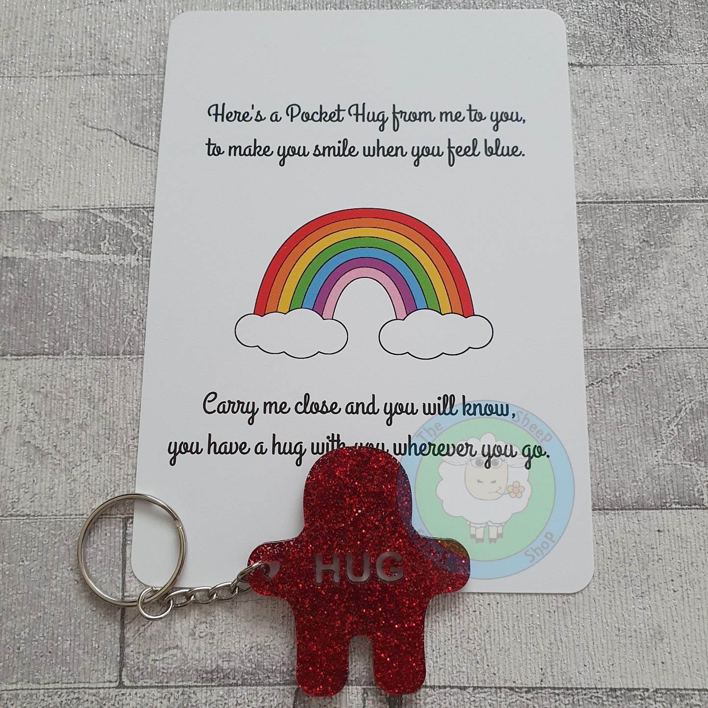 Glitter Acrylic 5cm Pocket Hug(s) - Keyring Option