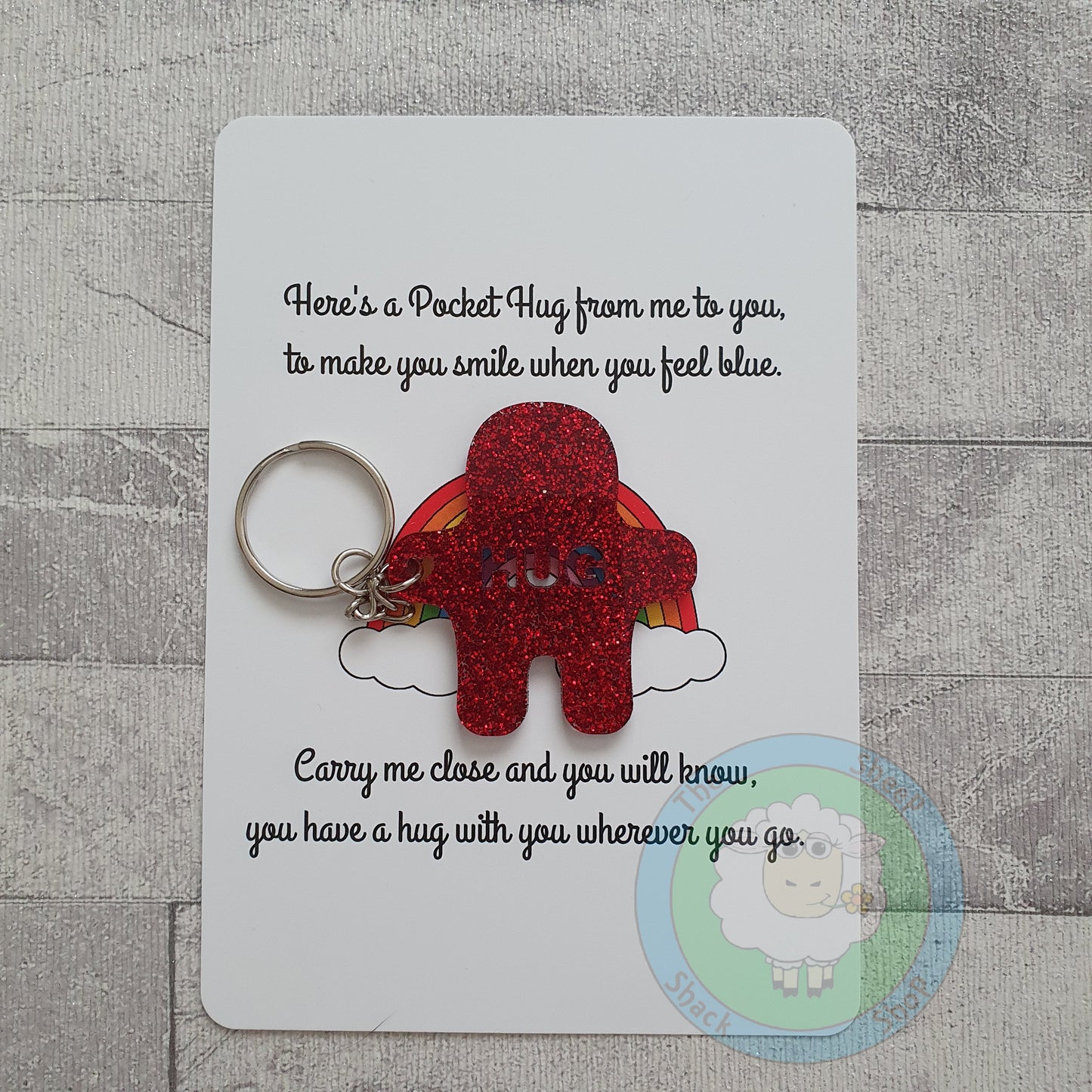 Glitter Acrylic 5cm Pocket Hug(s) - Keyring Option