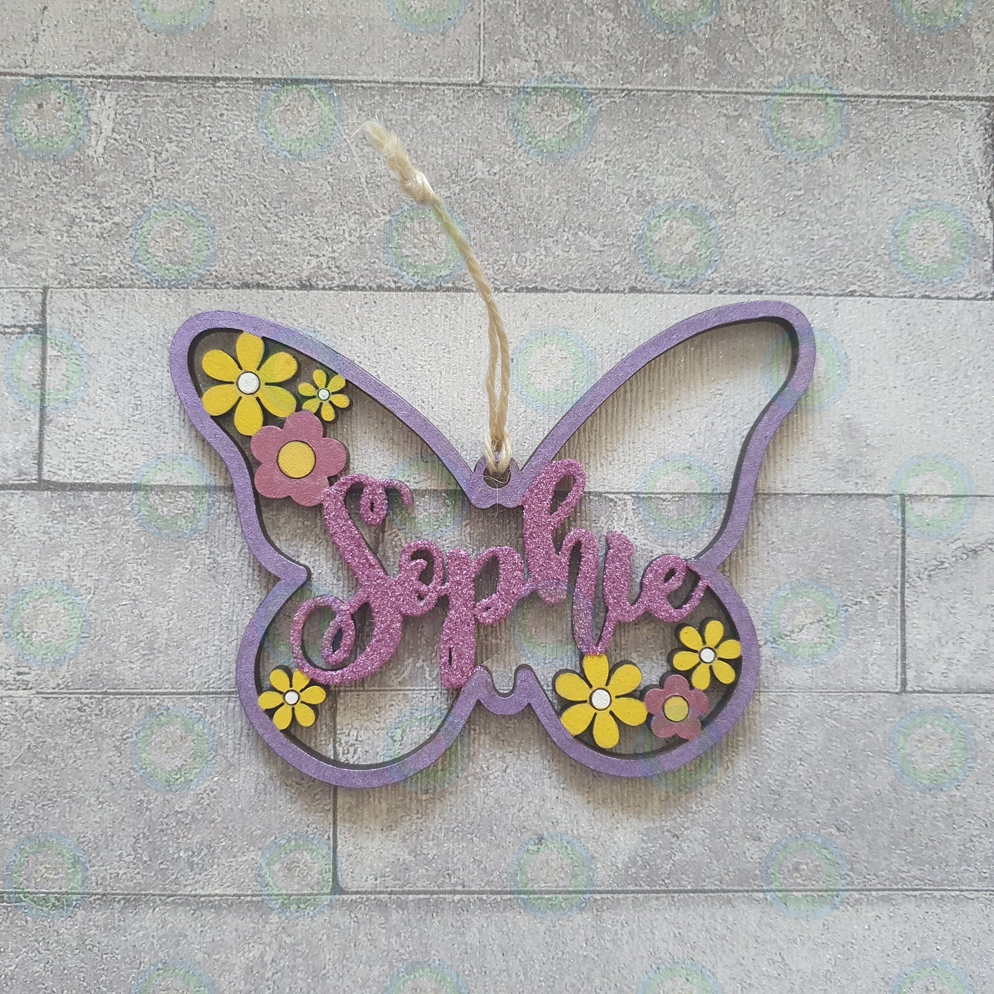 Personalised and Customisable Wooden Butterfly Name Decoration/Plaque