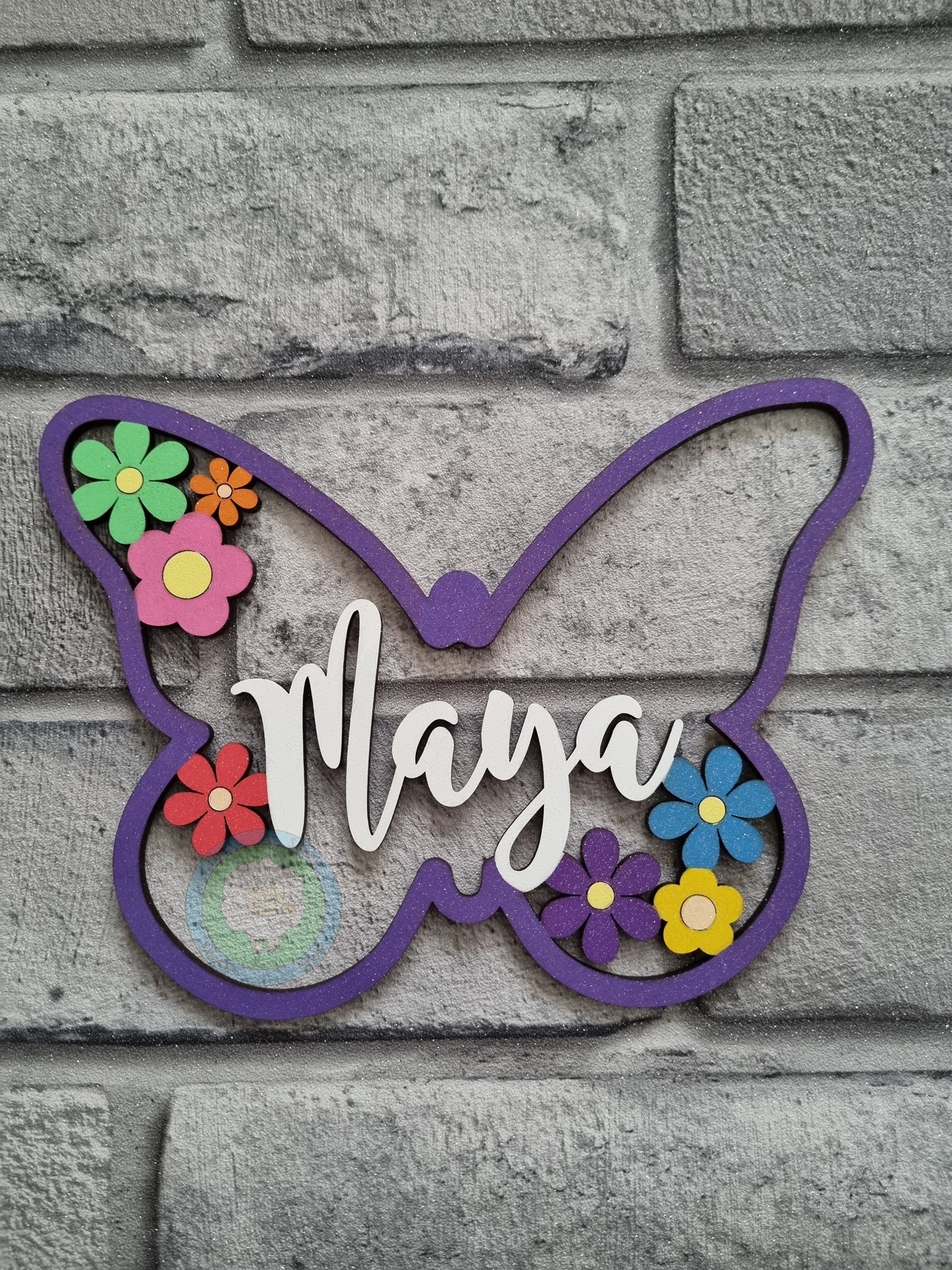 Personalised and Customisable Wooden Butterfly Name Decoration/Plaque