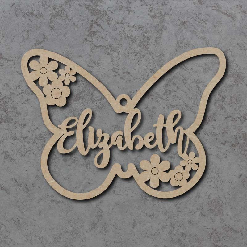 Personalised and Customisable Wooden Butterfly Name Decoration/Plaque