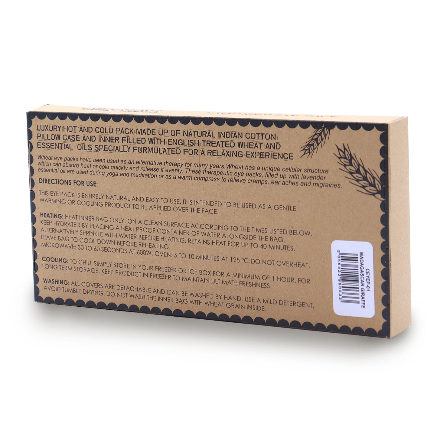 Lavender Natural Cotton and Juco Eye Pillow/Mask - Madagascar Giraffe (UK Only)