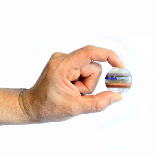 Gemstone Chakra (Rainbow) Palm Stone (Flat Circle)