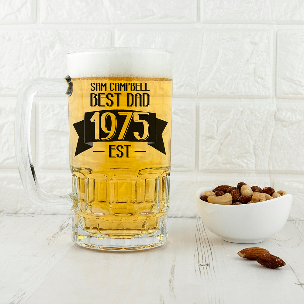 Dad Established In Personalised Beer Glass Tankard