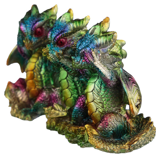 'Hear No, See No, Speak No Evil' Metallic Rainbow Colour Dragon Trio Ornament