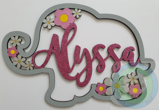 Personalised and Customisable Wooden Elephant Name Decoration