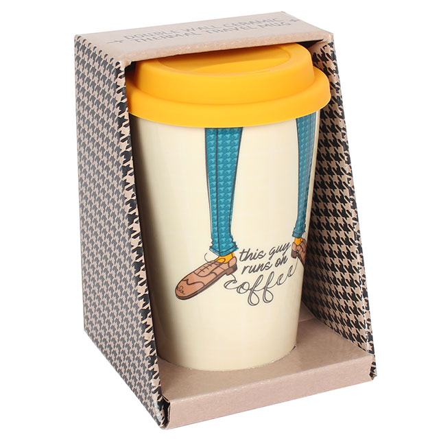 This Guy Runs on Coffee Travel Mug