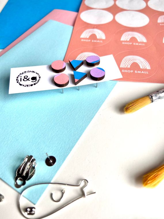 The Brights Set - Hand Painted Wooden Earrings