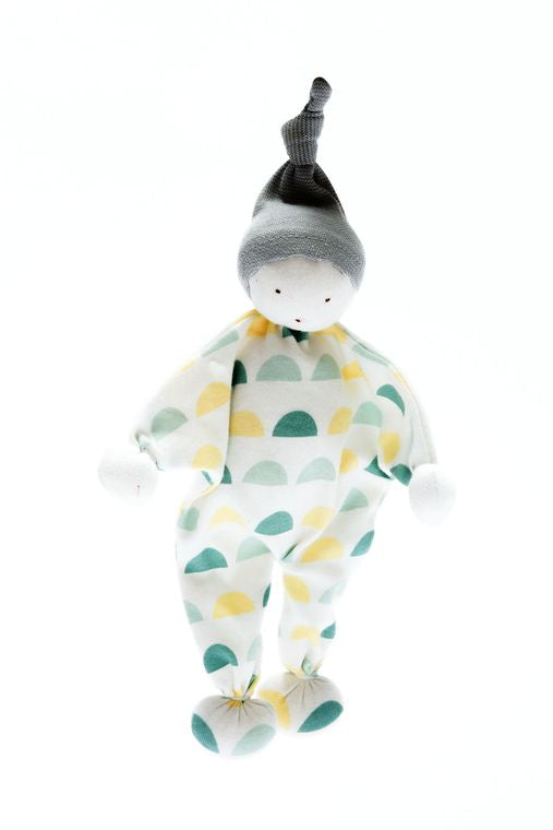 Organic Baby Comforter with Green Moons Design