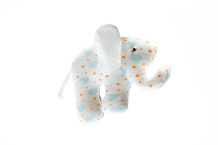 Organic Baby Comforter Elephant with Stars and Cloud Design