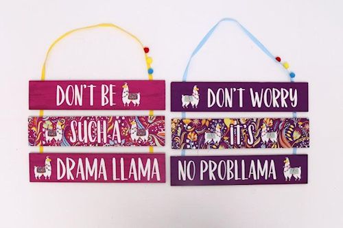 Three Tier Wooden Llama Plaque - Choice of two designs