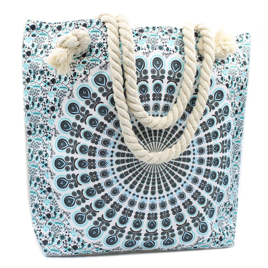 Rope Handle Mandala Bag - Sky Blue