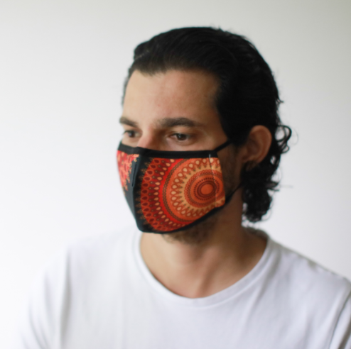 Orange Mandala Reusable Face Mask inc. Filter (Large - Adult)