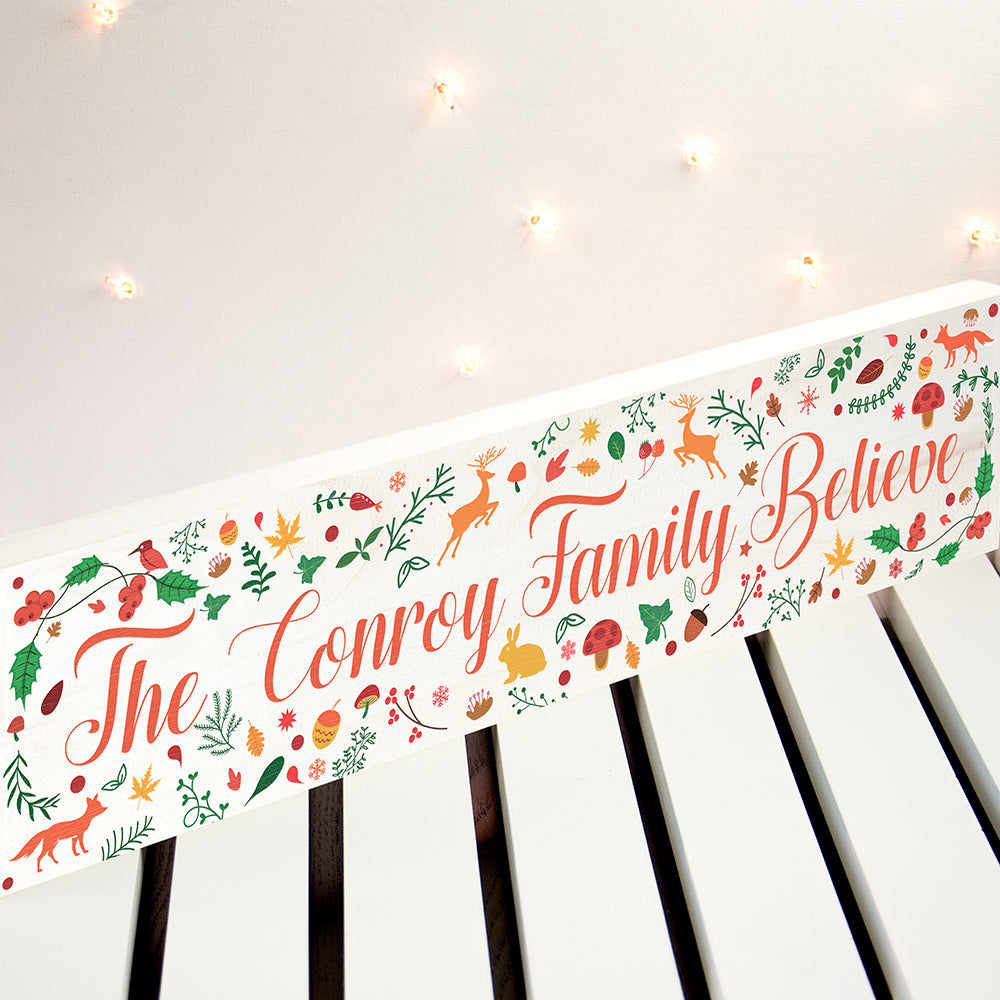 Personalised Woodland Christmas Mantle Wooden Decoration