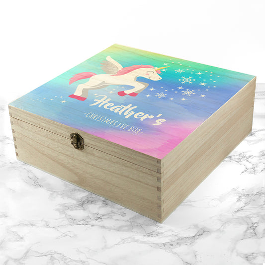 Personalised Unicorn Rainbow Effect Christmas Eve Box - Small or Large