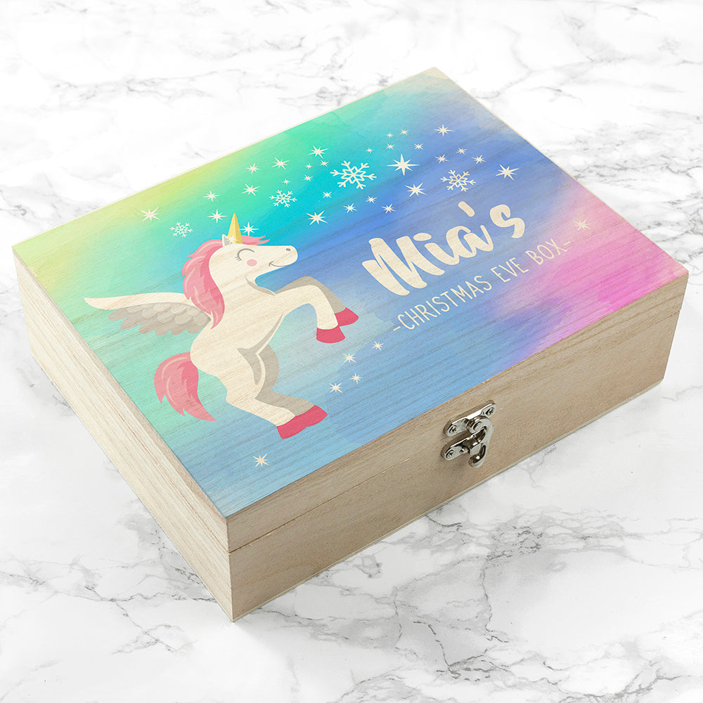 Personalised Unicorn Rainbow Effect Christmas Eve Box - Small or Large