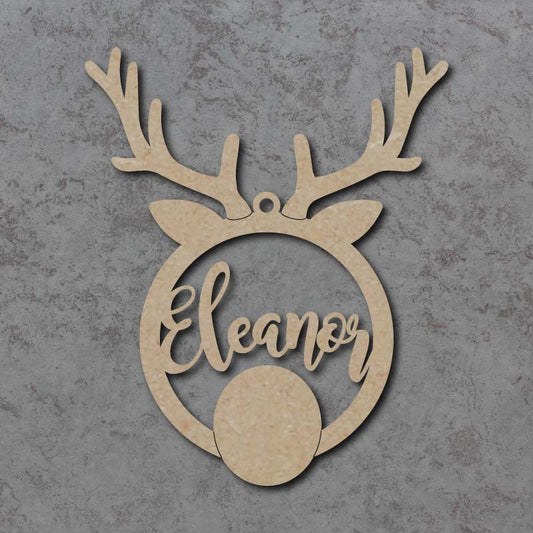 Personalised and Customisable Christmas Reindeer Hanging Decoration