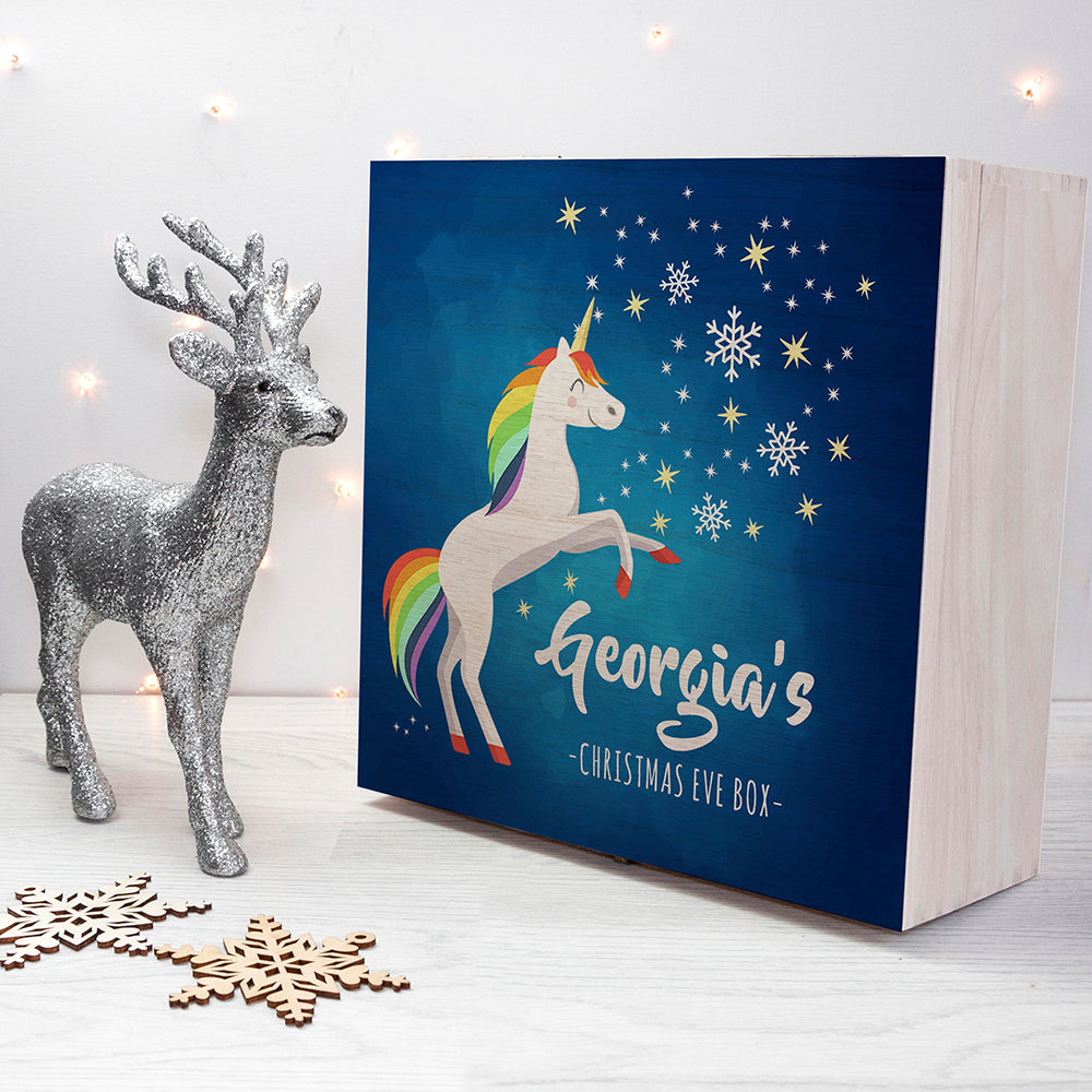 Personalised Rainbow Unicorn Christmas Eve Box - Small or Large