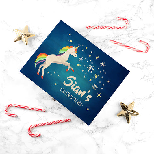 Personalised Rainbow Unicorn Christmas Eve Box - Small or Large
