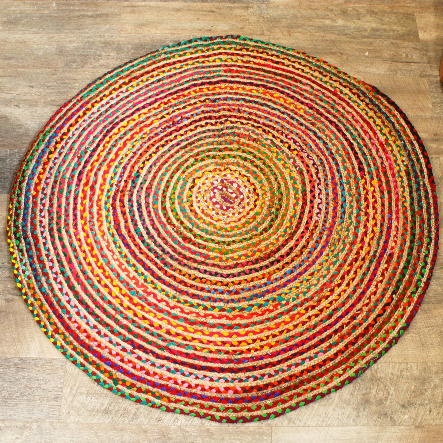 Handmade Round Jute Cotton Rugs (made from Recycled Materials) - UK Only