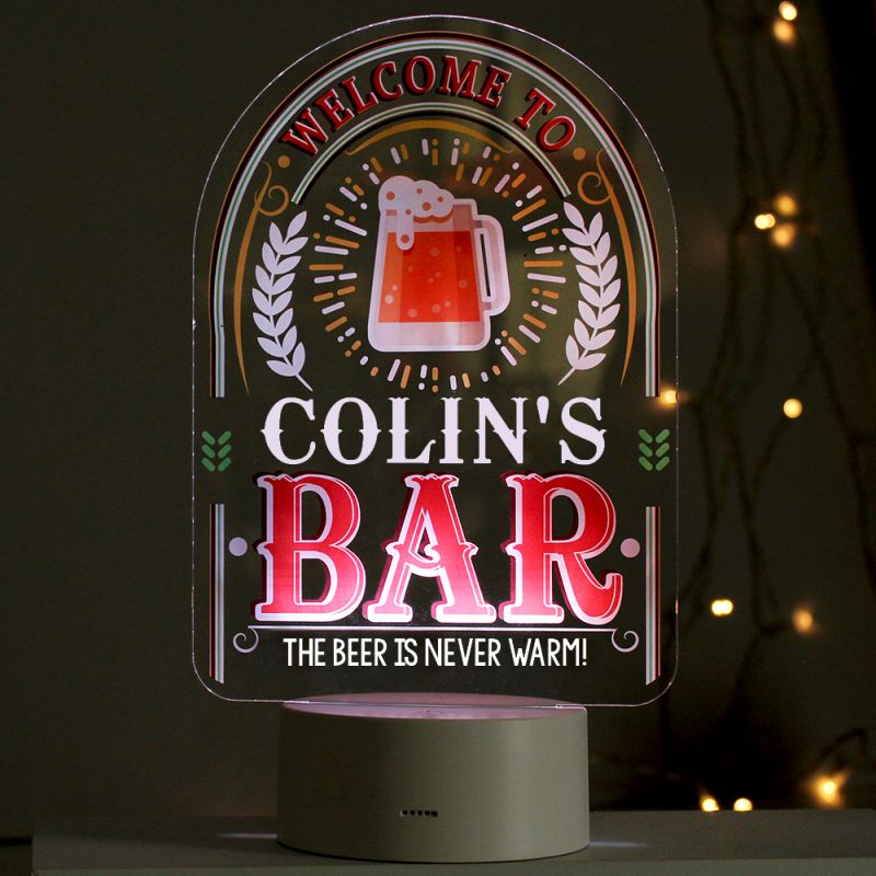 Personalised 'Welcome to ..... Bar' LED Colour Changing Light