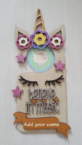 Customisable Wooden Unicorn Door Hanger - Personalisation available