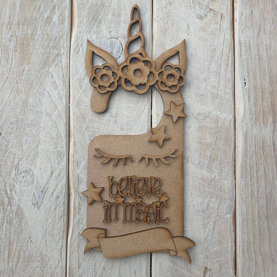 Customisable Wooden Unicorn Door Hanger - Personalisation available