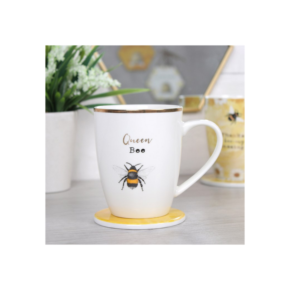 Queen Bee Ceramic Mug and Coaster Gift Set