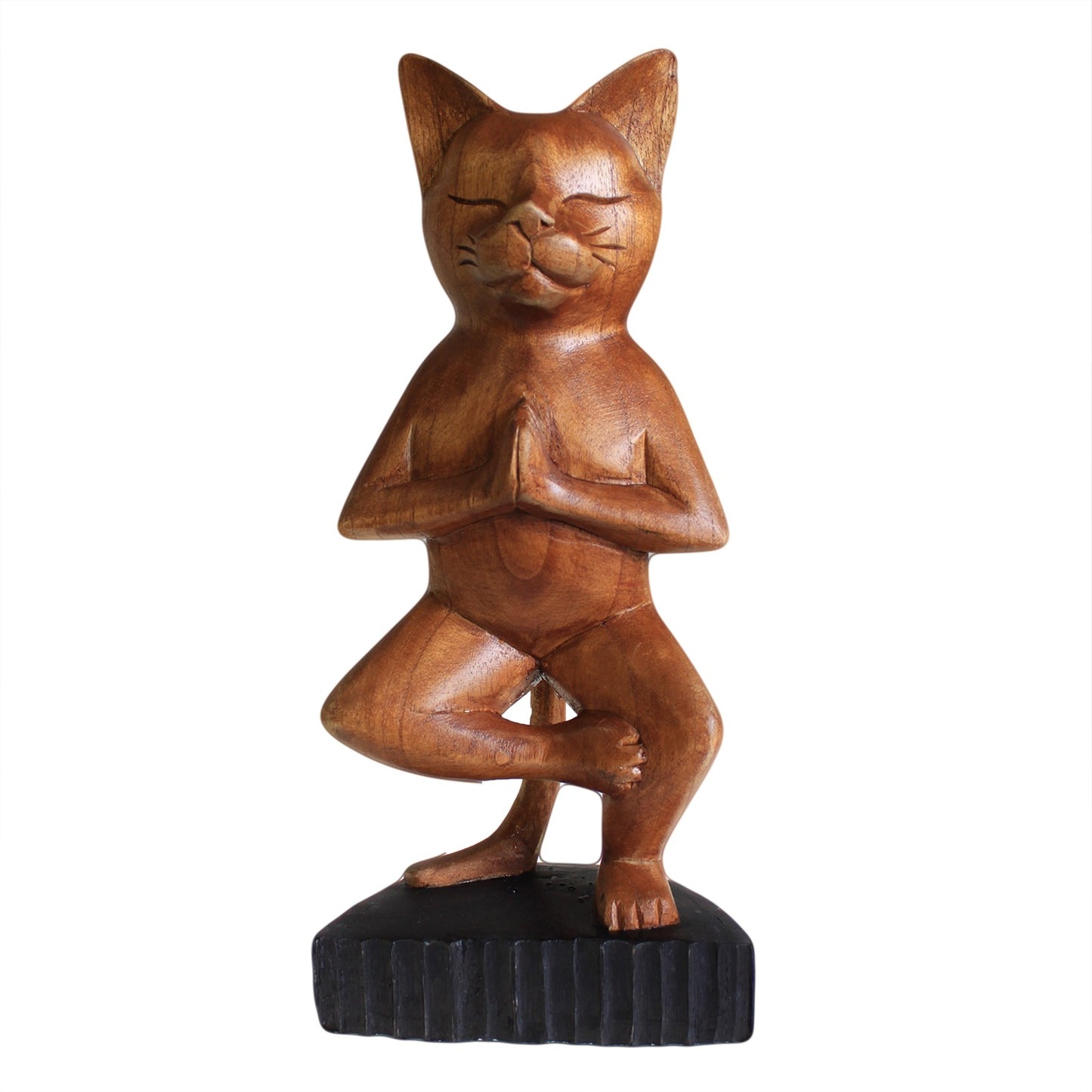 Large Hand Carved Wooden Yoga Cats (30cm) - 3 Designs Available
