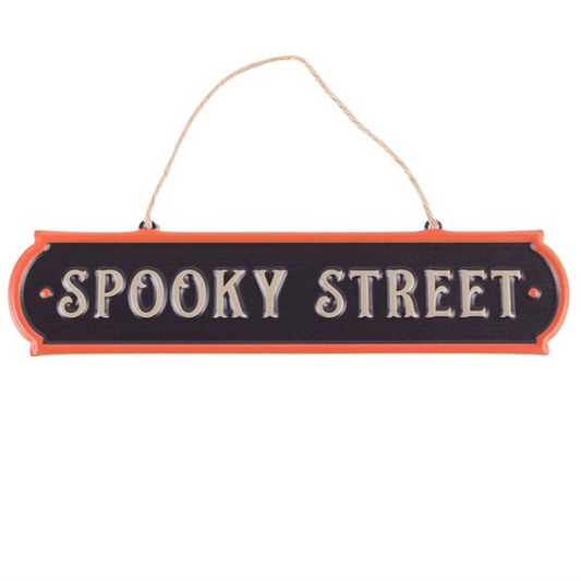 Spooky Street Halloween Hanging Metal Sign