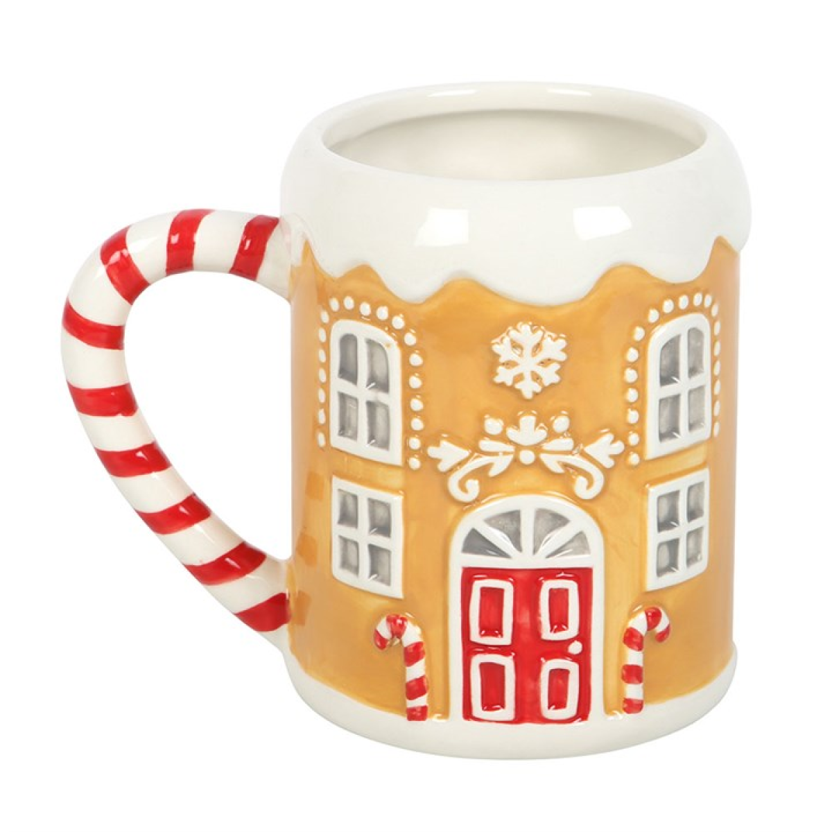 Candy Cane Ceramic Gingerbread House Mug - perfect for Christmas