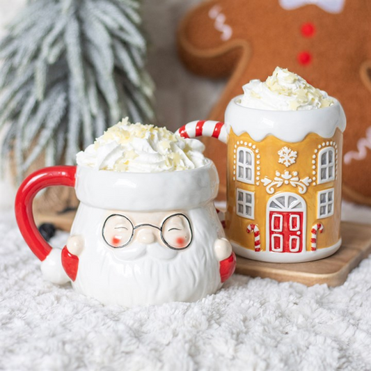Candy Cane Ceramic Gingerbread House Mug - perfect for Christmas