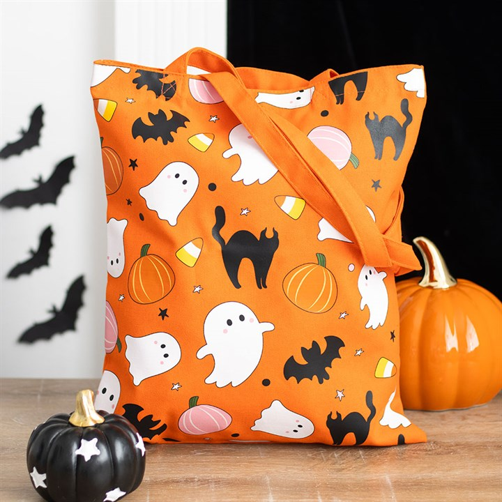Sweet and Spooky Ghost Print Haloween Polycotton Tote Bag