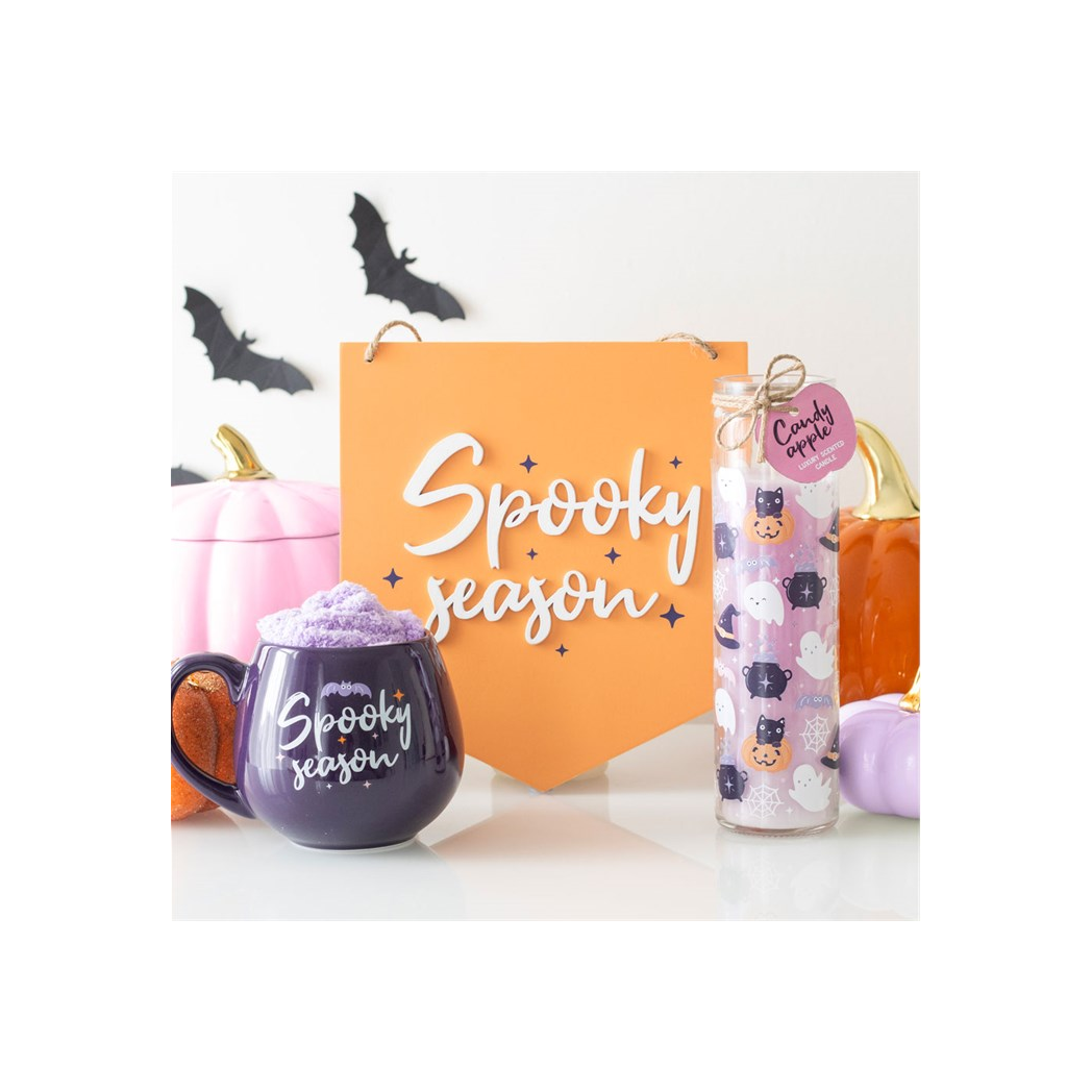 Orange Spooky Season Halloween Wooden Hanging Sign