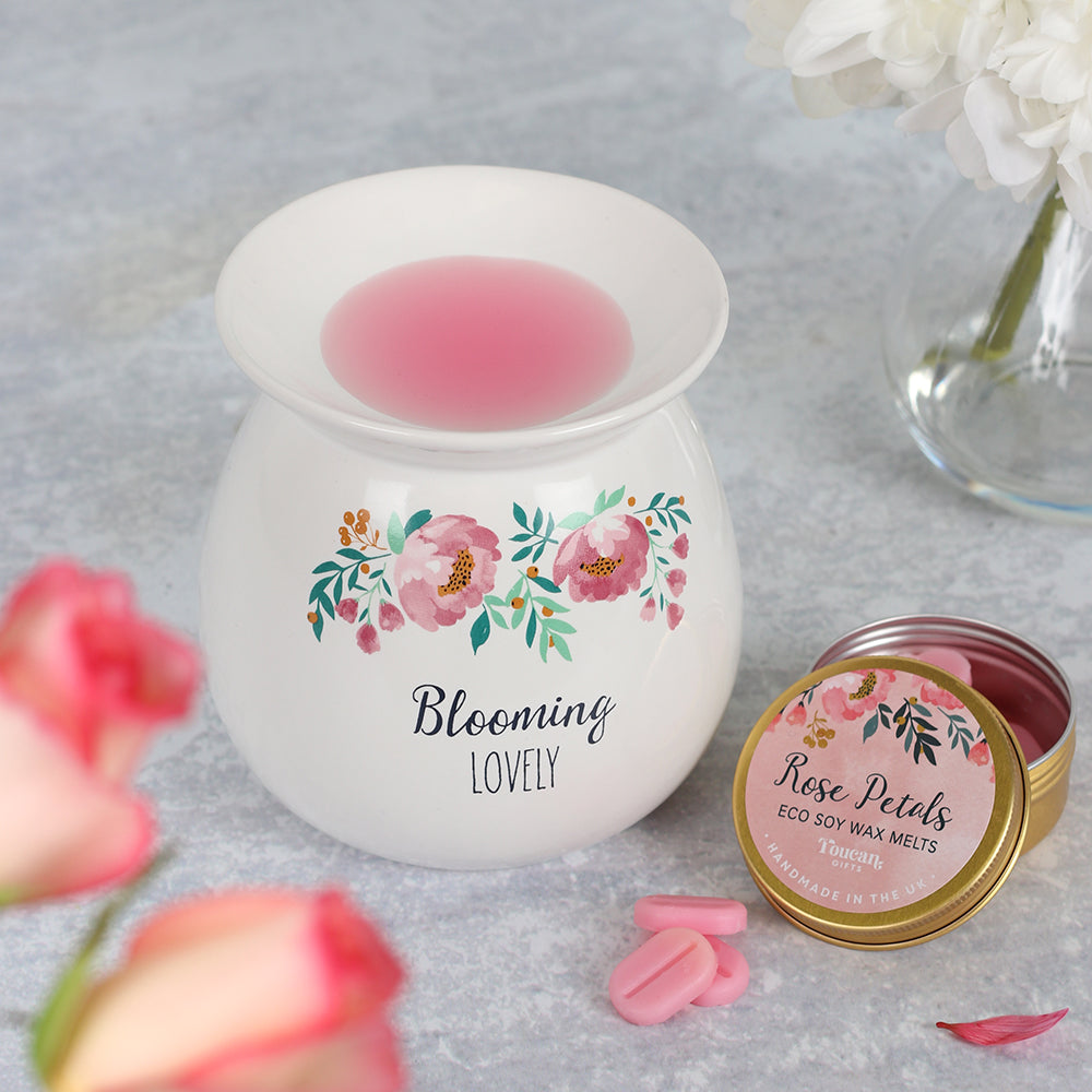 Large 'Blooming Lovely' Wax Melt Burner Gift Set