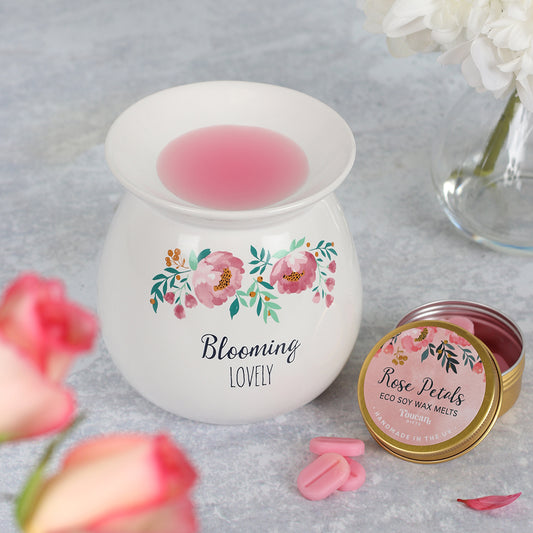 Large 'Blooming Lovely' Wax Melt Burner Gift Set