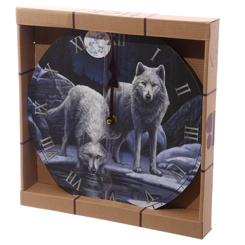 'Warriors of WInter' Wooden Wall Clock - A Lisa Parker Wolf Design