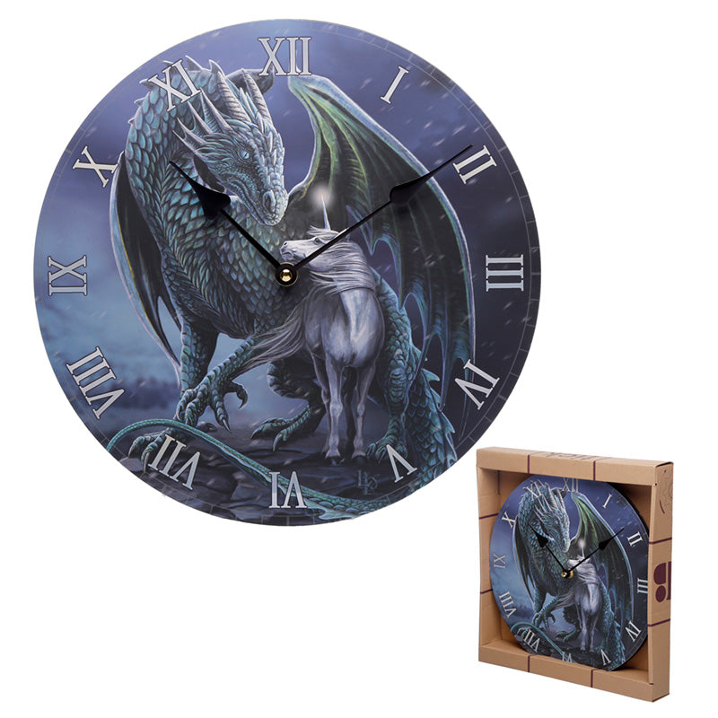 'Protector of Magick' Wooden Wall Clock - A Lisa Parker Dragon & Unicorn Design