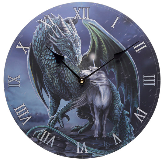 'Protector of Magick' Wooden Wall Clock - A Lisa Parker Dragon & Unicorn Design