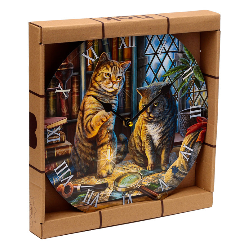 'Purrlock Holmes' Wooden Wall Clock - A Lisa Parker Cat Design