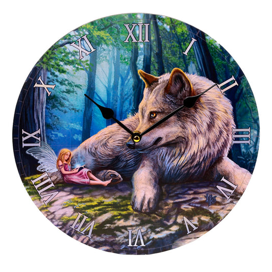 'Fairy Stories' Wooden Wall Clock - A Lisa Parker Wolf and Fairy Design