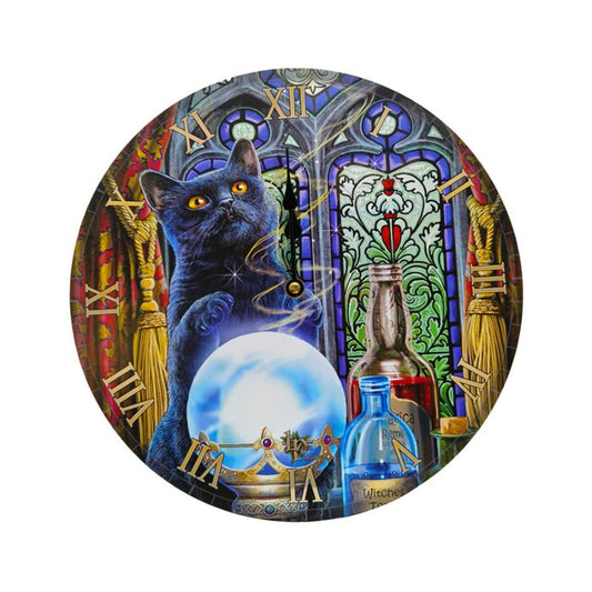 'Witches Apprentice' Wooden Wall Clock - A Lisa Parker Cat Design